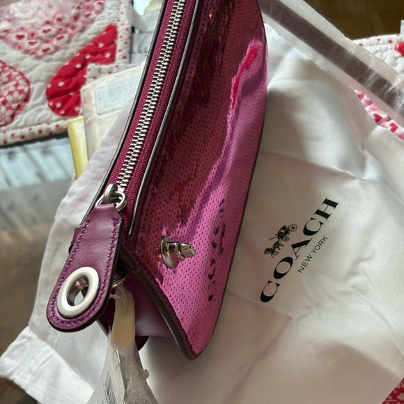 Coach Pink Clutch with Metallic Accents - Picture 9 of 15